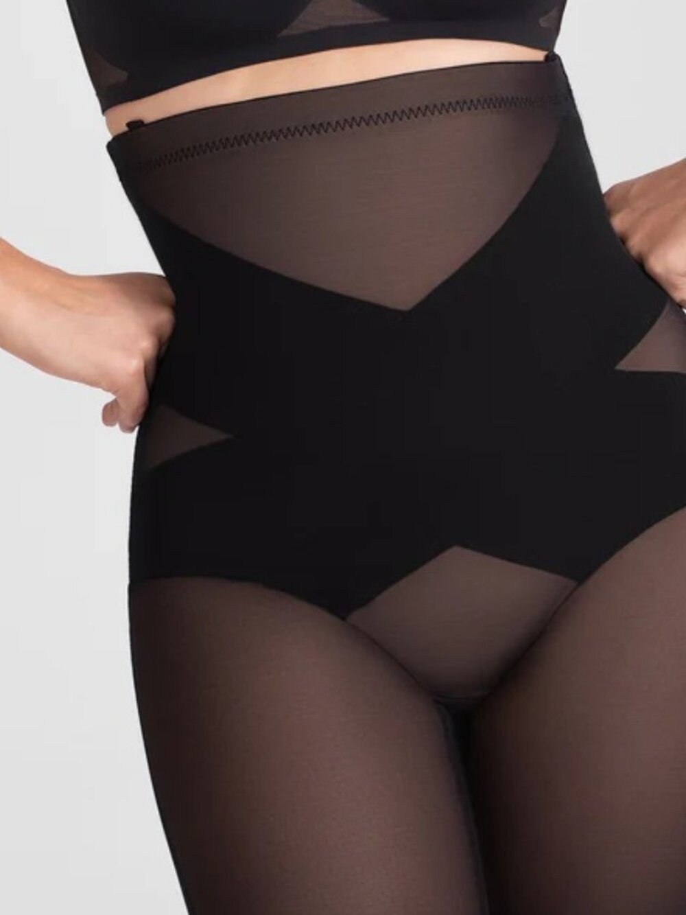 Honeylove Black High-Waist Shaping Brief with Mesh Accents
